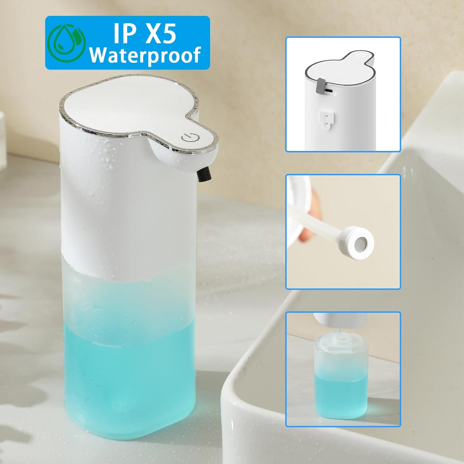 Touchless Foaming Soap Dispenser with Wall Mount Hook