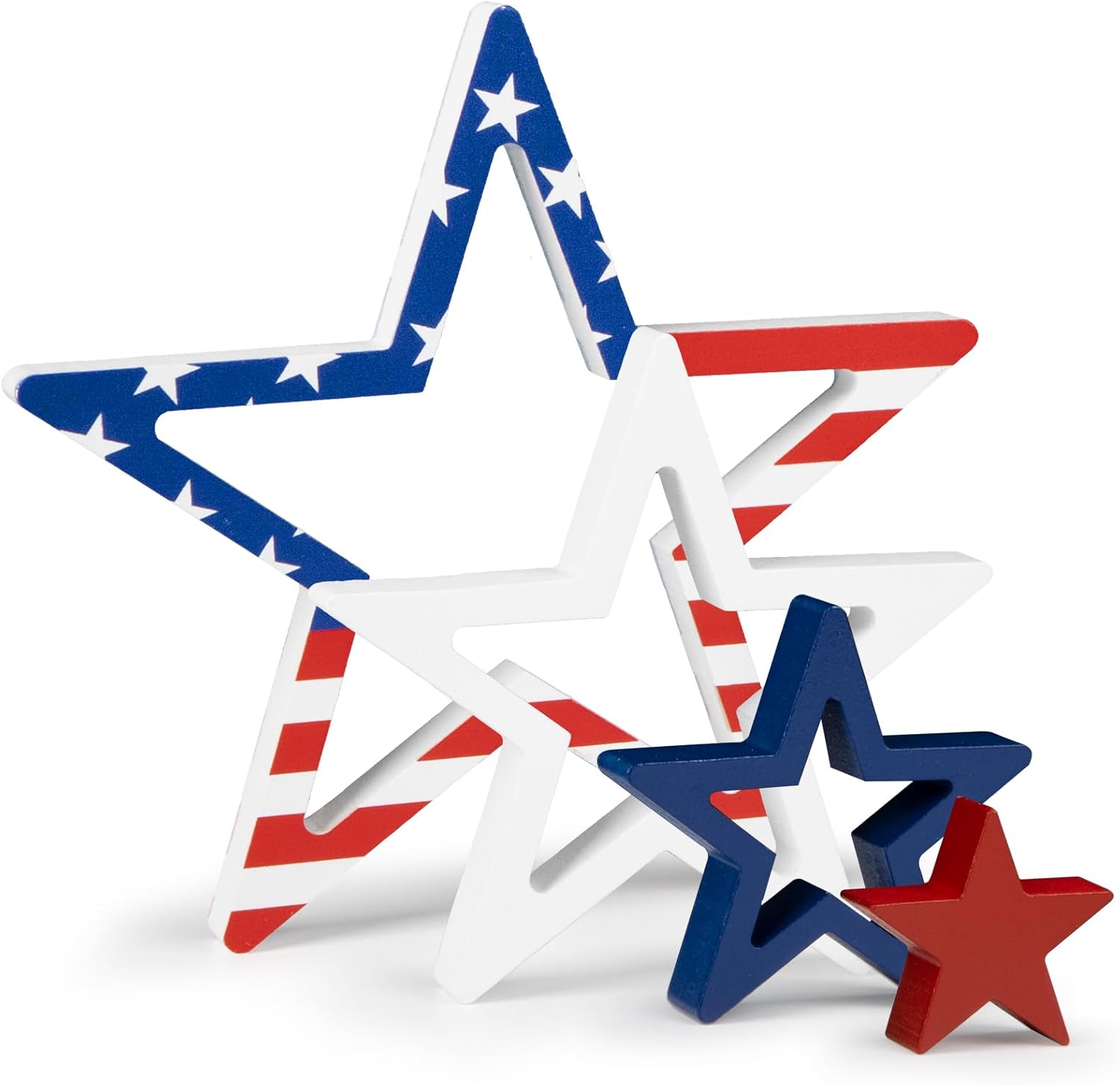 COCHIE Patriotic Wood Stars 4th of July Decor Set