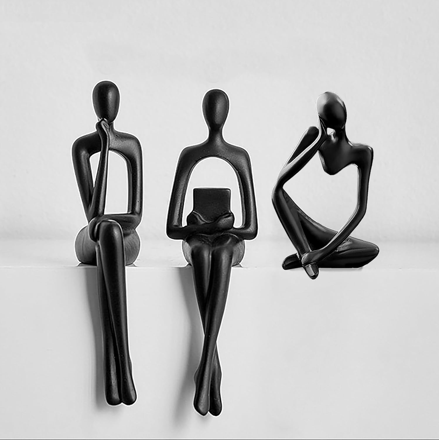 Prettidecor Thinker Statue Set of 3 Modern Abstract Resin Decor