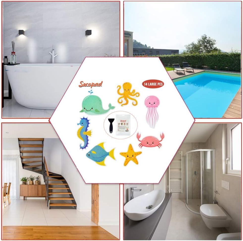Secopad Non-Slip Bathtub Stickers with Premium Scraper 1