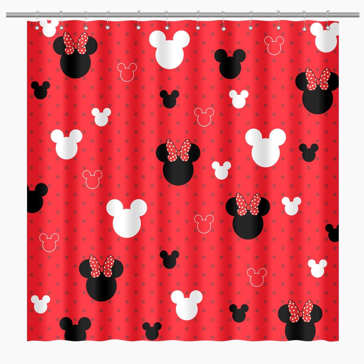 BIYSUC Cartoon Mouse Head Shower Curtain with 12 Hooks 1