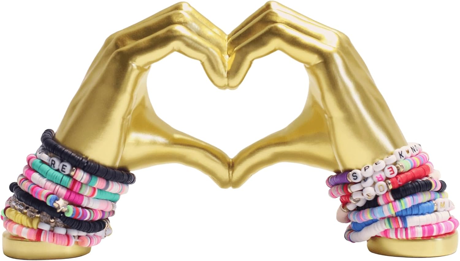Elegant Gold Heart Hands Sculpture - Room Decor
