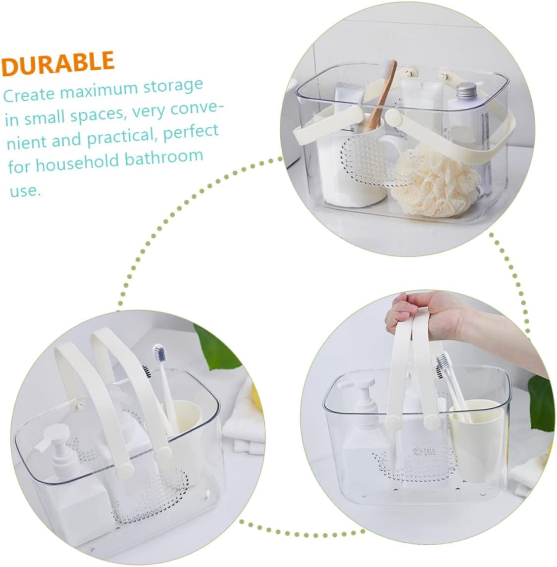 HEALLILY Portable Plastic Shower Basket with Handle