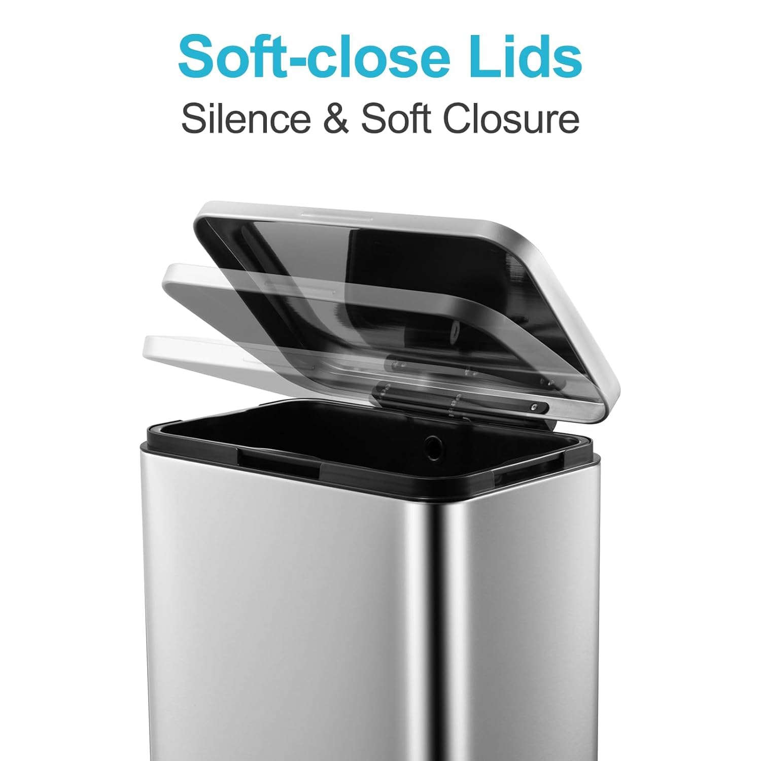 Sunvasagoo 132 Gallon Hands-Free Trash Can - Rectangular Soft Close Fingerprint Resistant