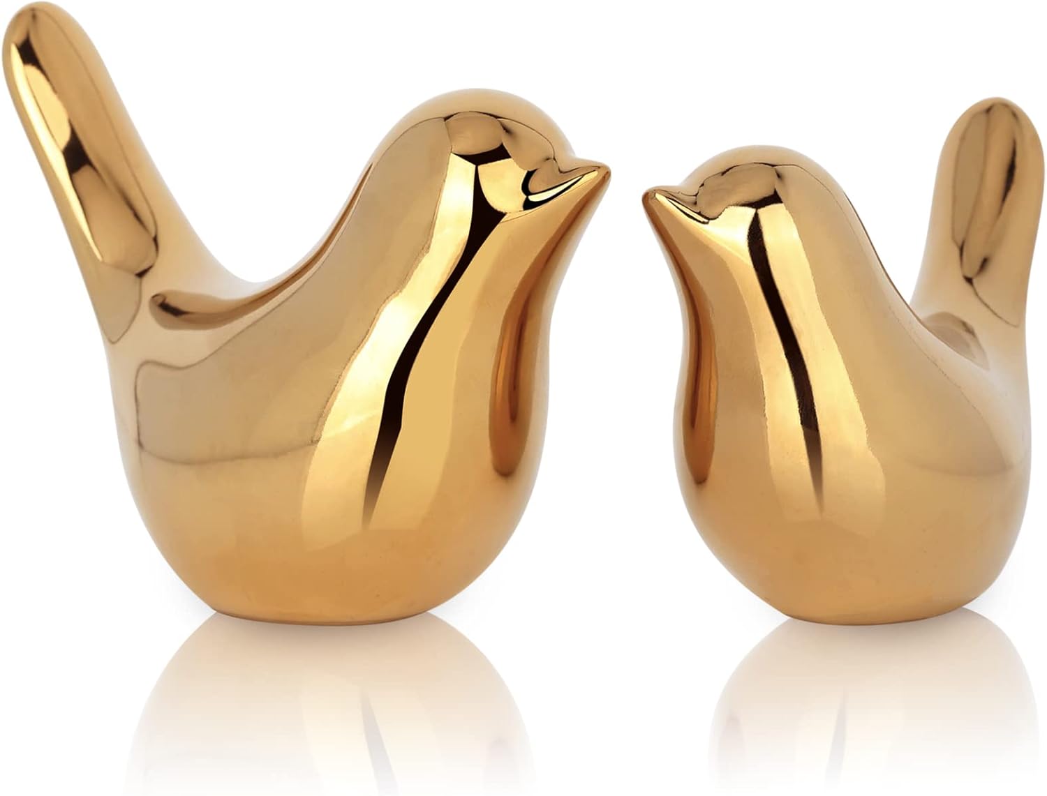 XMGZQ 2 Pcs Gold Bird Sculptures for Home Decor