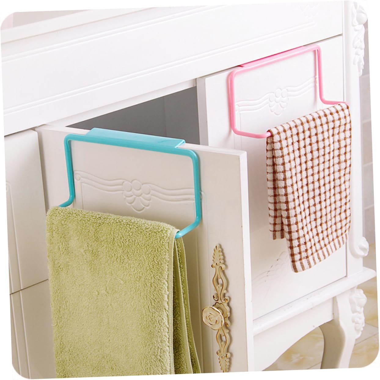 2Pcs Door Towel Rack Hanger for Kitchen Bathroom