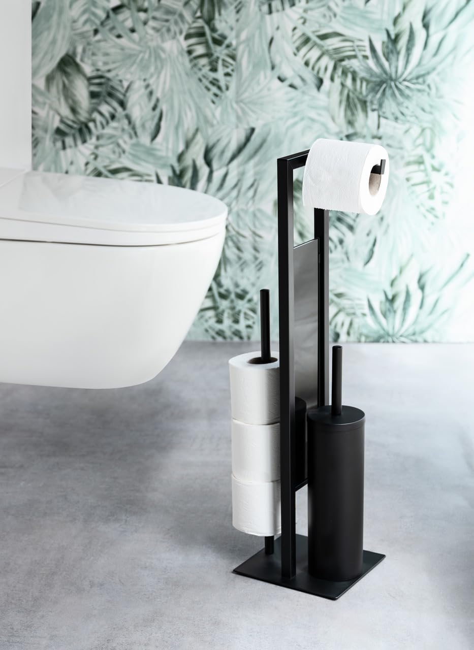 WENKO Rivalta Toilet Set with Brush Roll Holders Matte Black