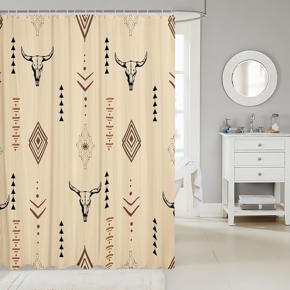 Erosebridal Bull Skull Shower Curtain 72x78
