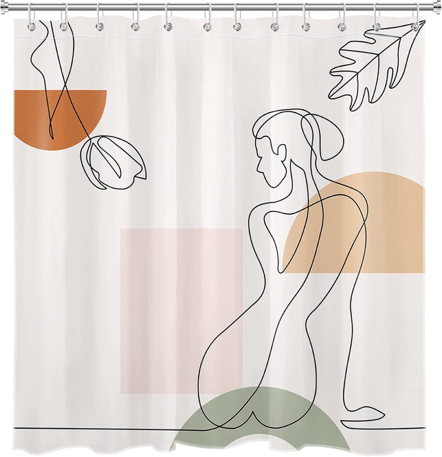 HVEST Modern Abstract Shower Curtain Set with Hooks 1