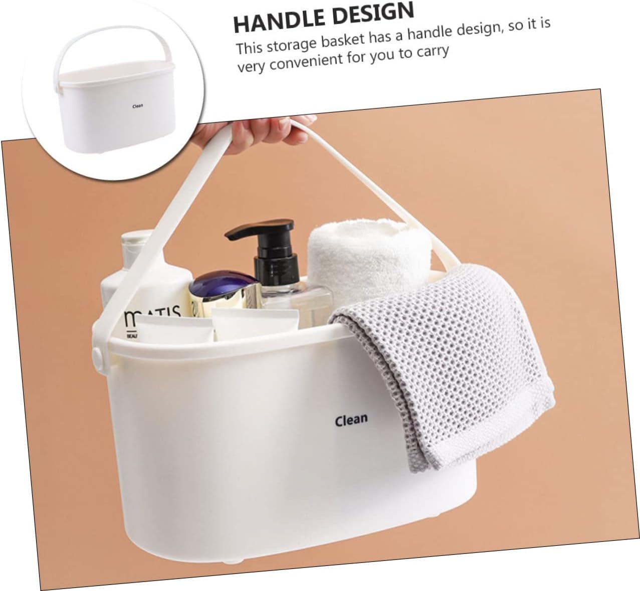 Mobestech 1Pc White Plastic Shower Organizer Basket for Bathroom Kitchen and Food Storage