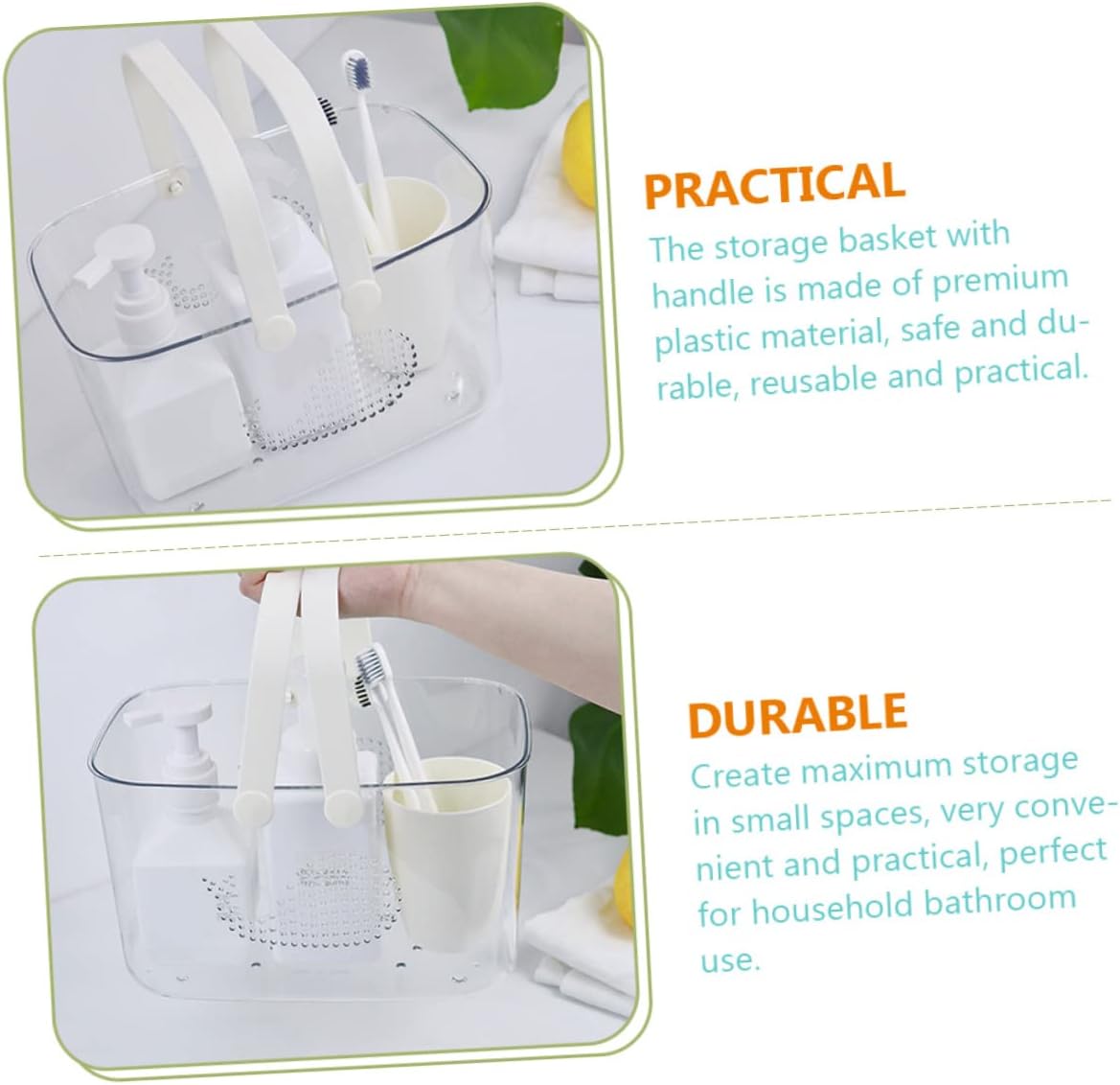Whale Shaped Plastic Bathroom Basket with Handle