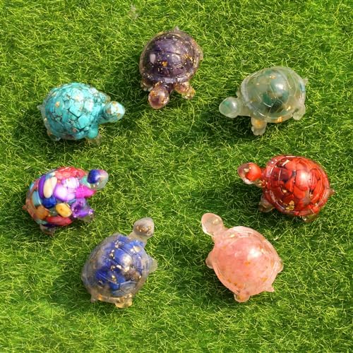 8PCS Crystal Turtle Figurine Set - Handmade Resin Decor