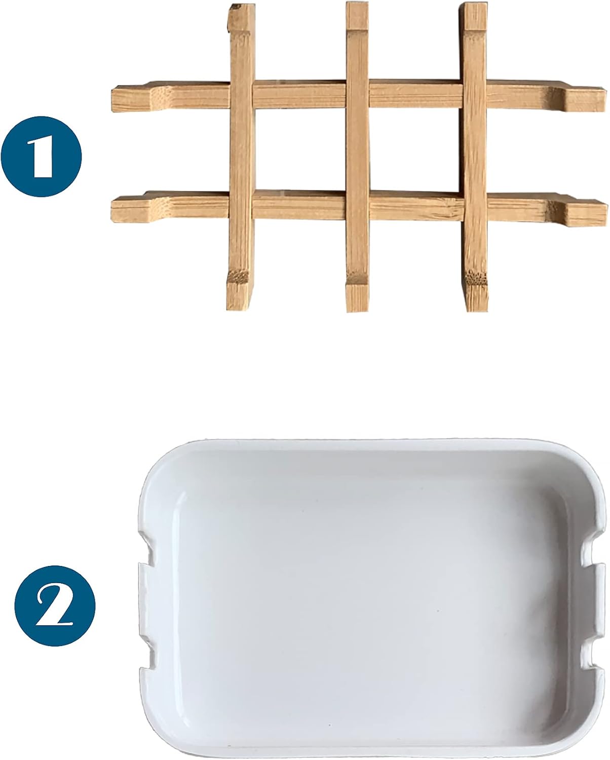 Aoheuo Modern Bamboo Fiber Soap Holder and Dish Set