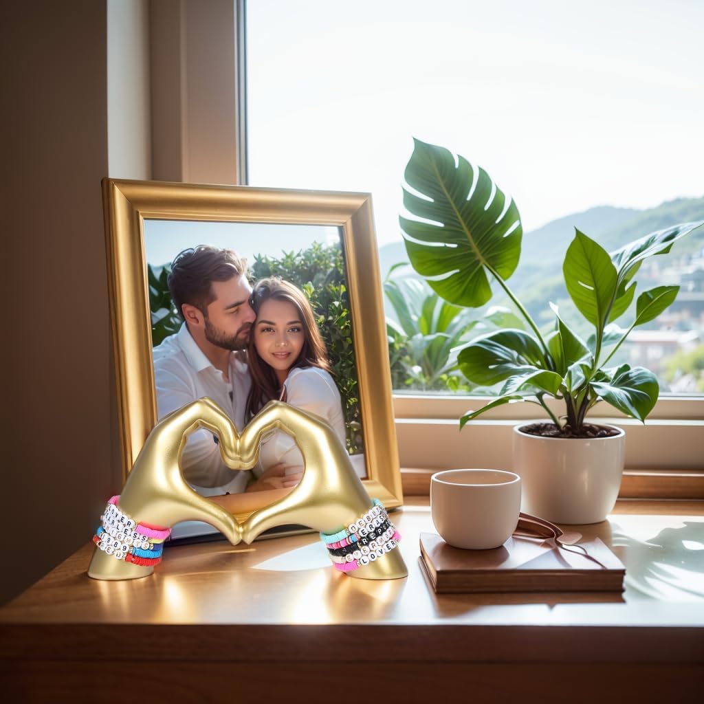 HMASYO Gold Heart Hand Sculpture for Home Decor