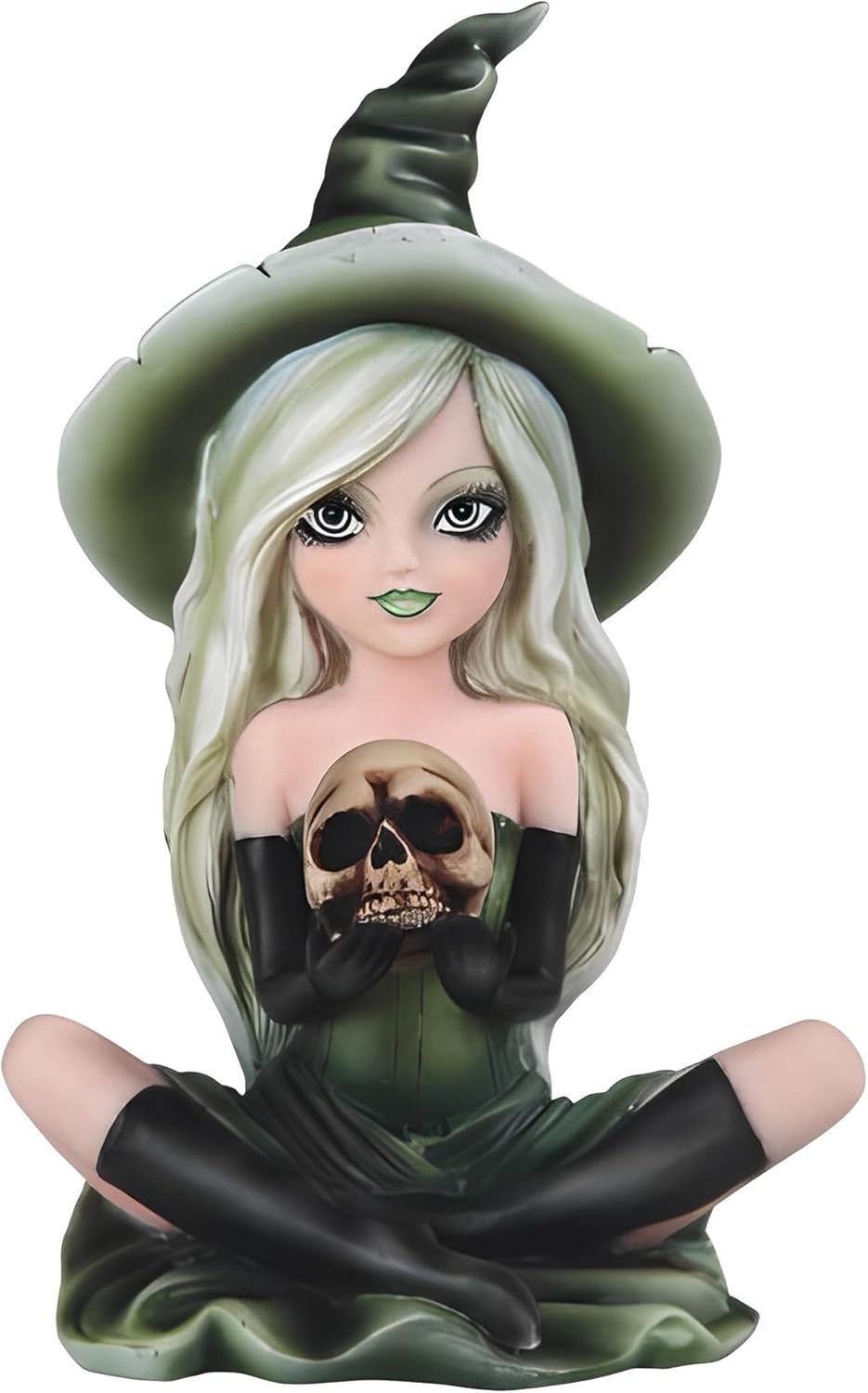 ICE ARMOR Green Witch Girl with Skull Statue Figurine