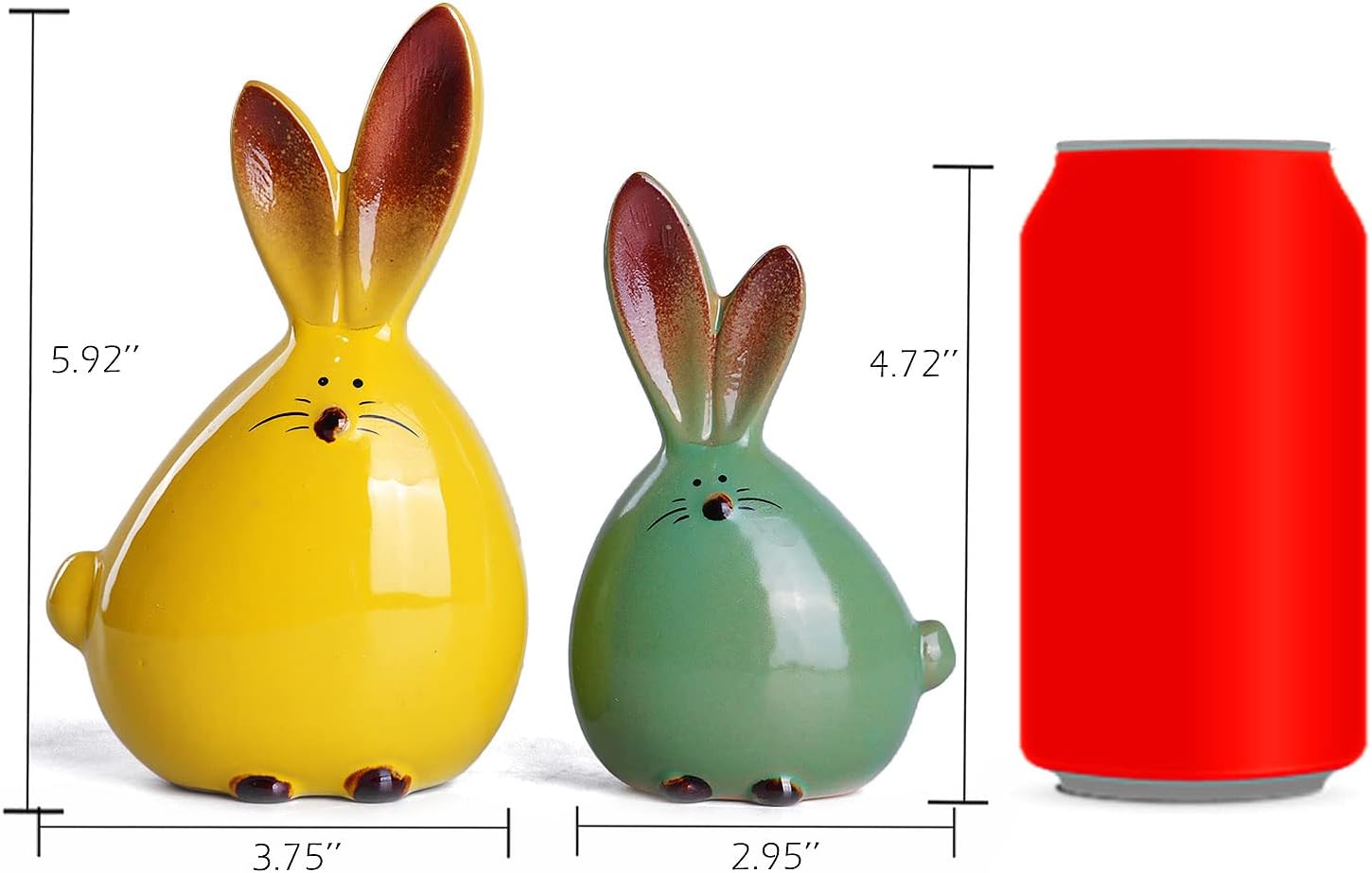 Cute Long-Eared Bunny Sculpture Ornaments 2pcs
