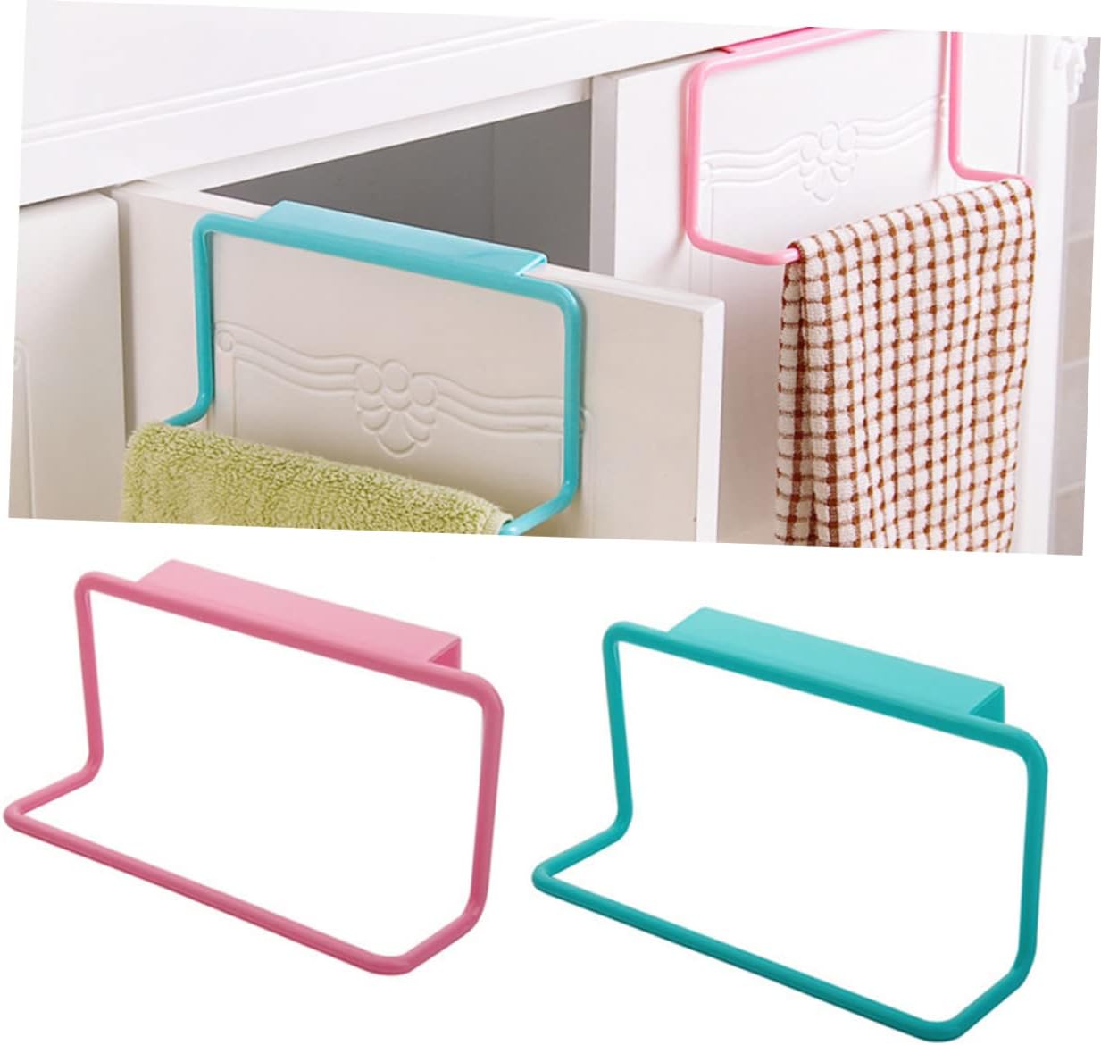 2Pcs Door Towel Rack Hanger for Kitchen Bathroom