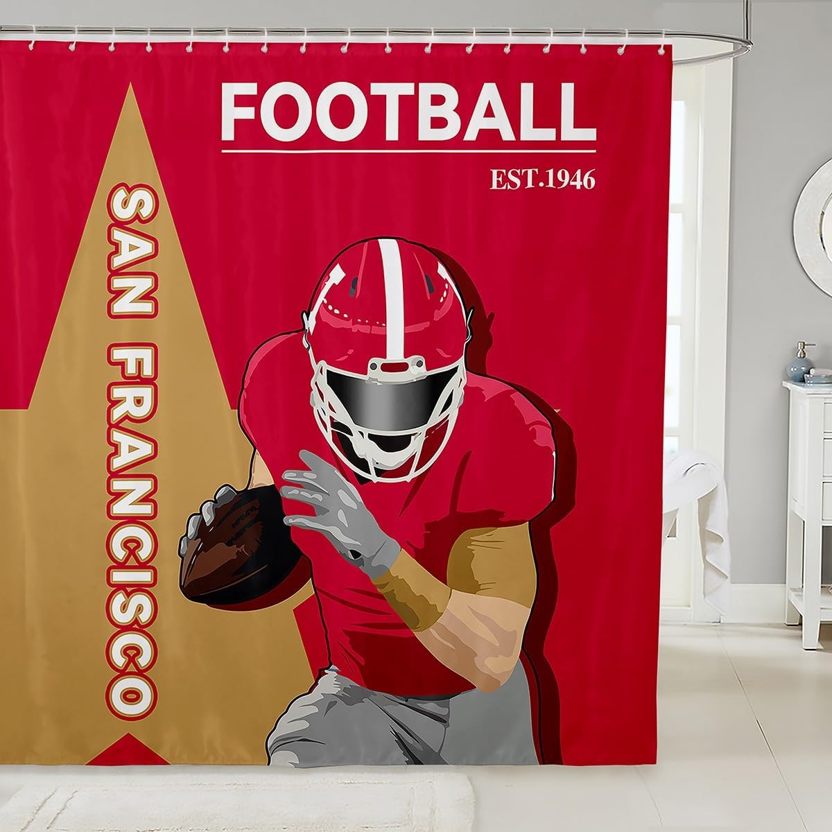Feelyou Football Football Theme Shower Curtain Set
