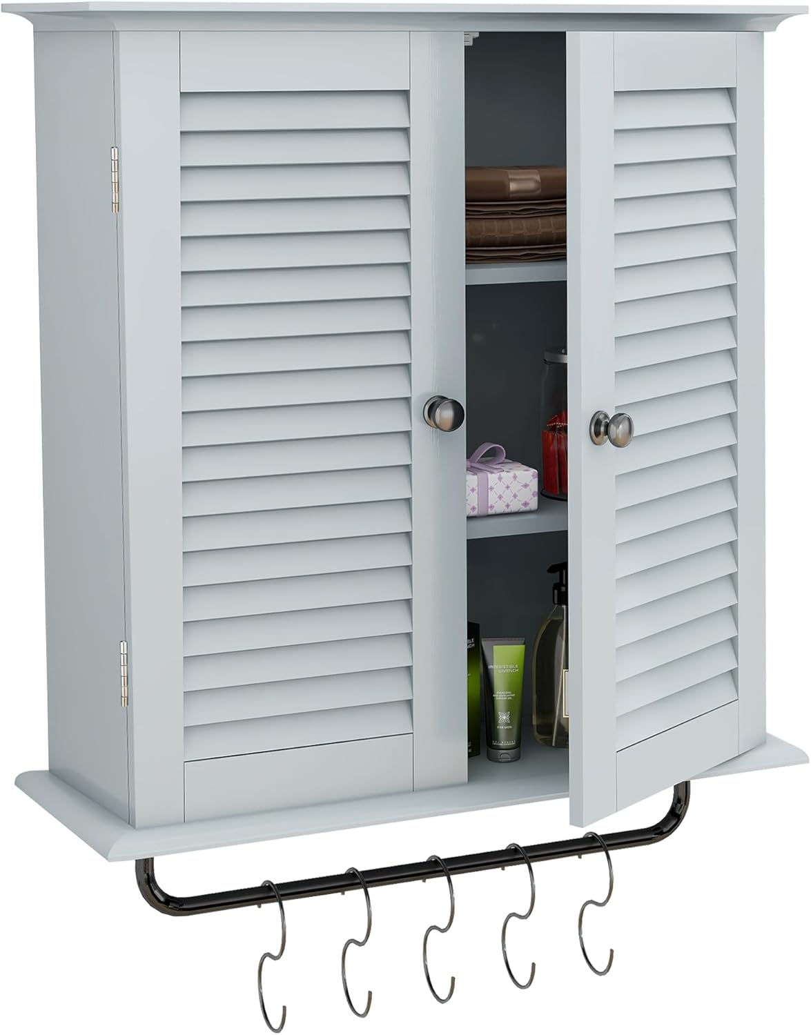TaoHFE Wall Mounted Medicine Cabinet with Double Shutter Doors and Towel Rack