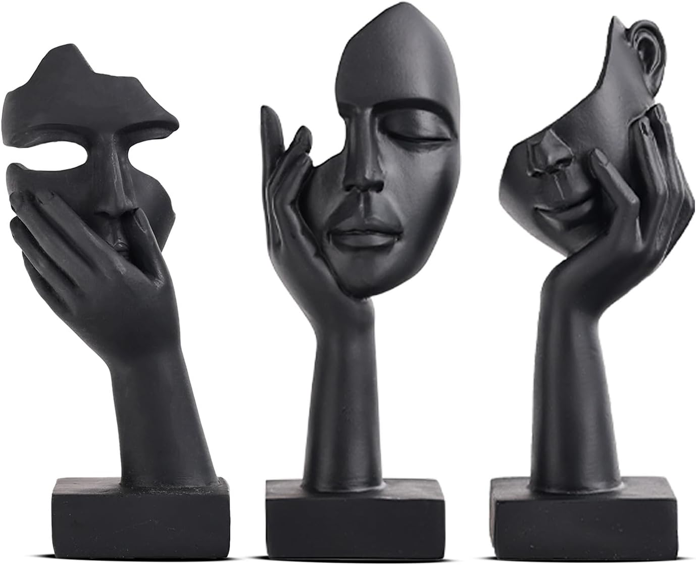 3 Pcs Black Abstract Art Statues Set for Home Decor