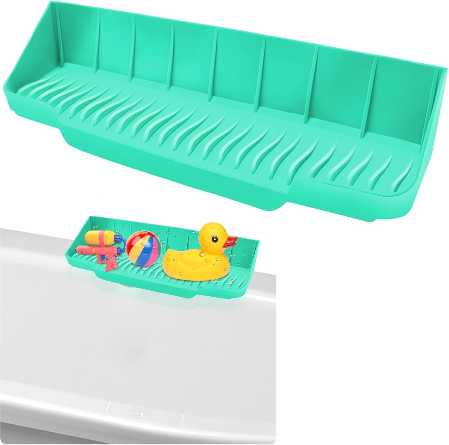165 Inch Silicone Bathtub Splash Guard with 6 Suction Cups