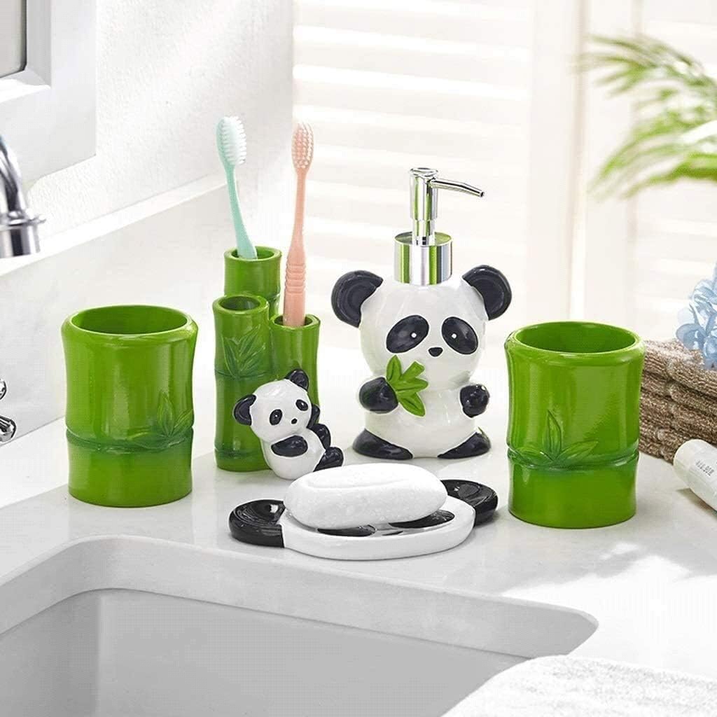 Refillable Lotion Dispenser Set of 5 Bamboo and Panda Design