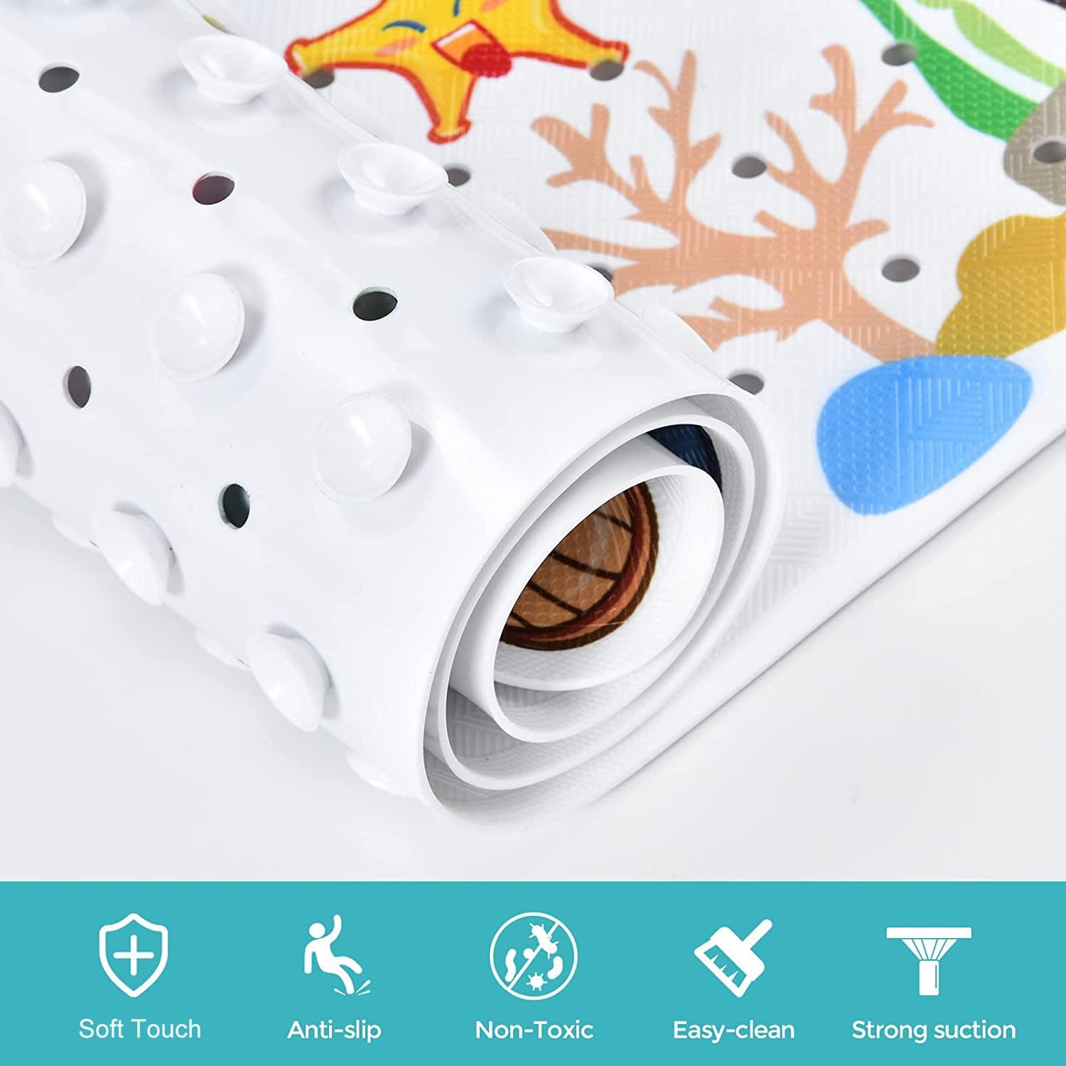 Tubozadi Baby Bath Mat with Suction Cups and Drain Holes