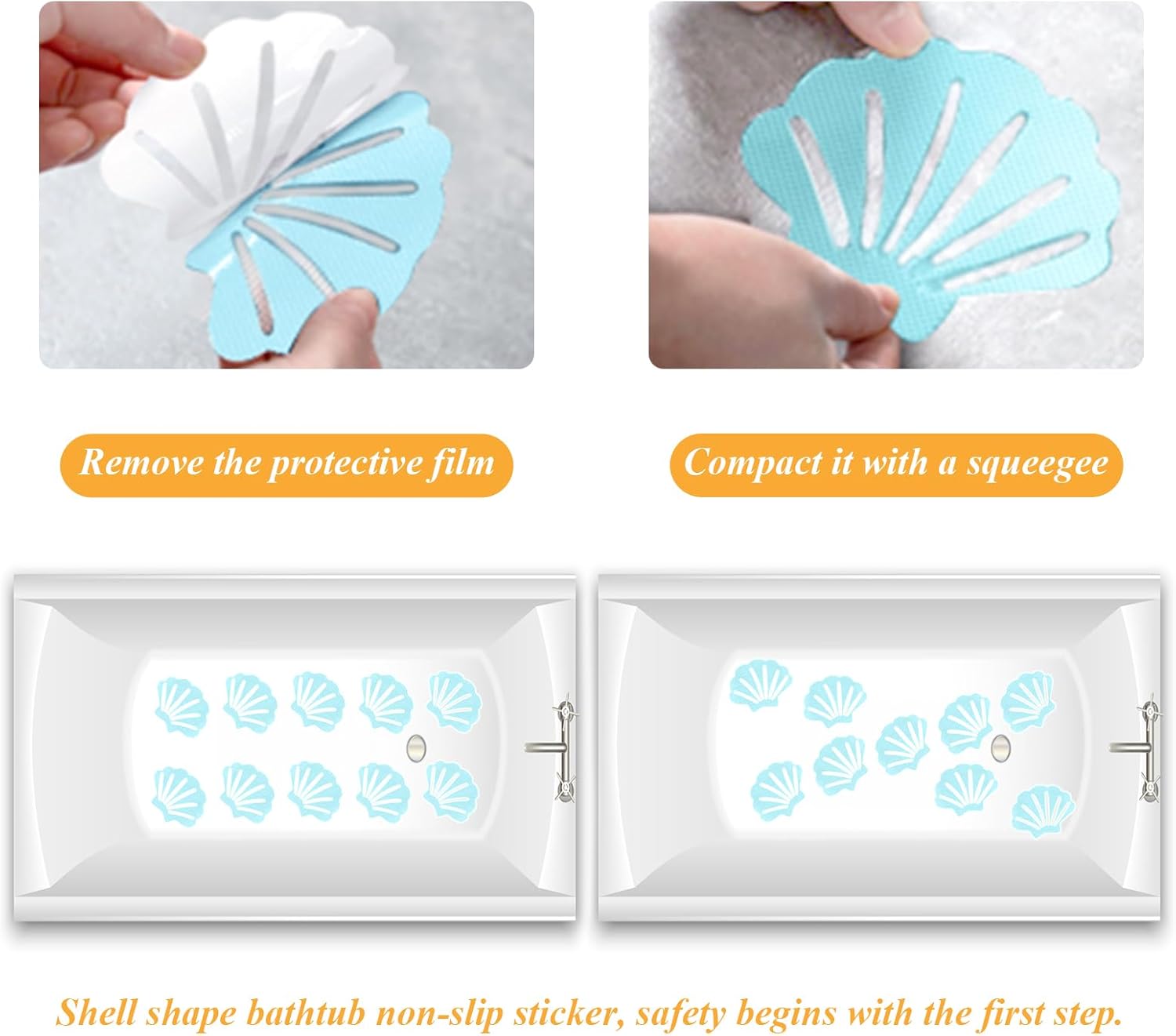 Bathtub Stickers Non Slip 12Pcs Shell Shaped Safety Treads