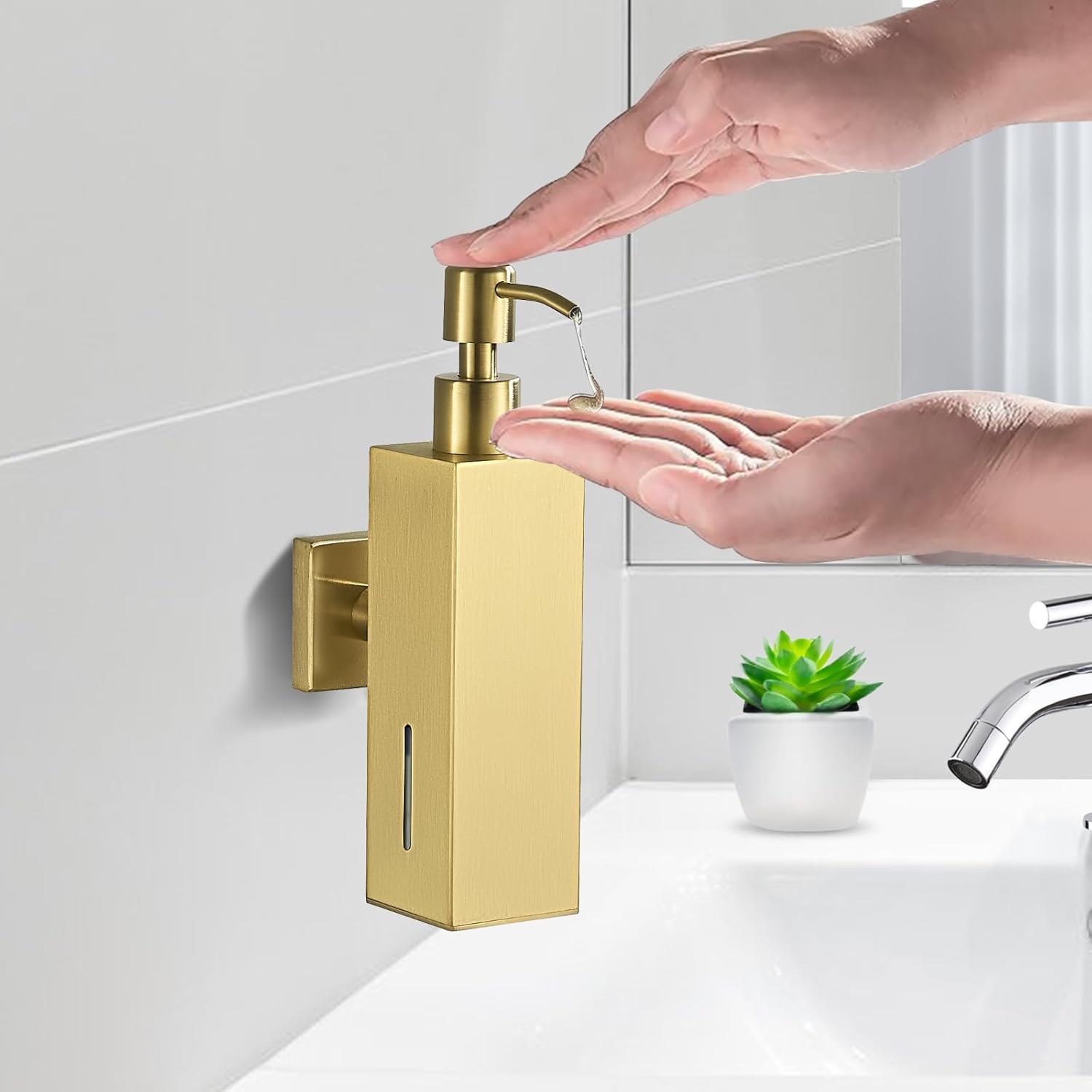 Wall Mount Soap Dispenser Brushed Gold 304 Stainless Steel