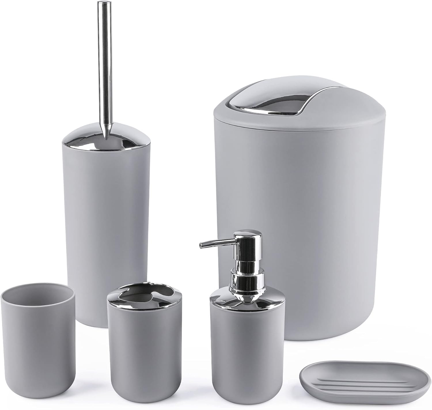 Papillon 6 Piece Bathroom Accessory Set Gray