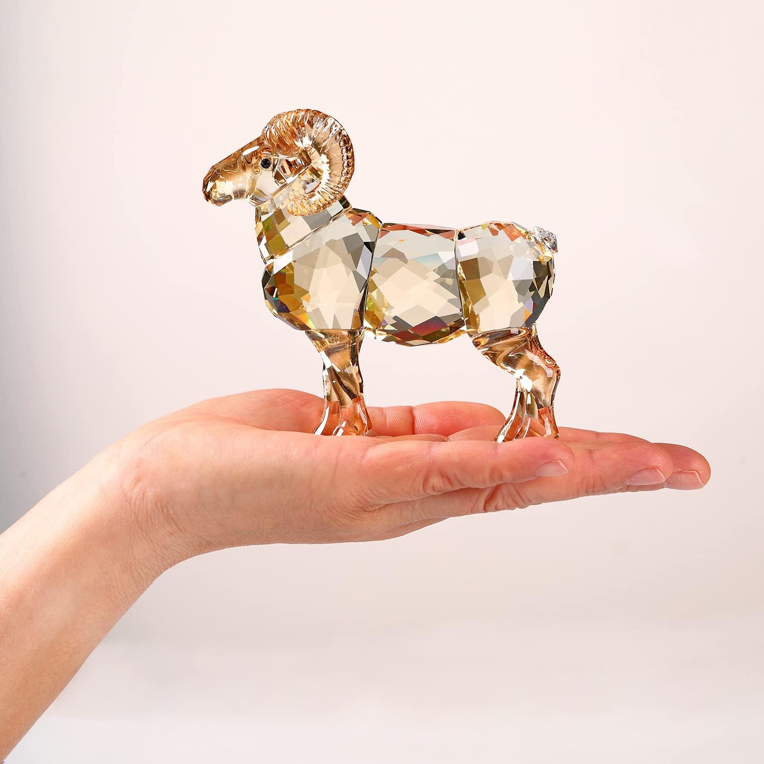 Realistic K9 Crystal Goat Home Decor Statue Gold