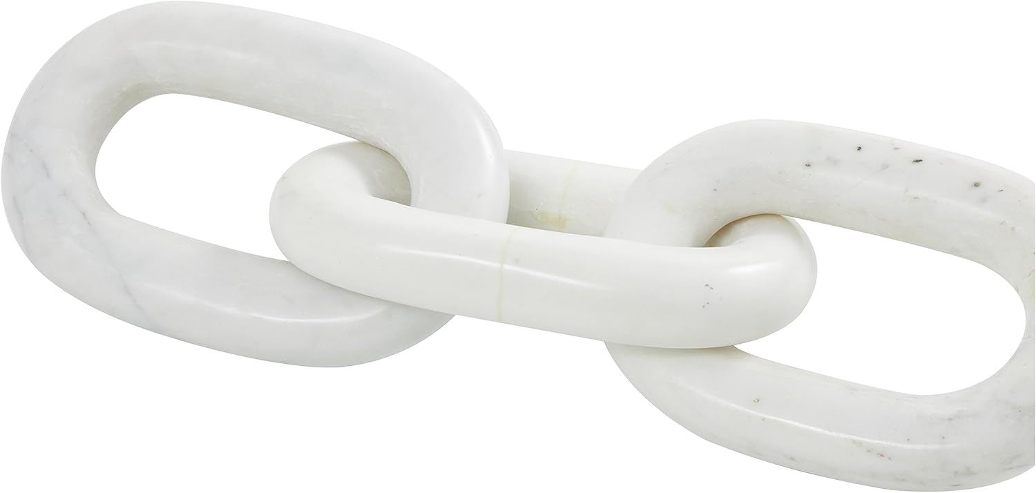 Deco 79 White Marble Chain Sculpture 3 Link Home Decor Statue
