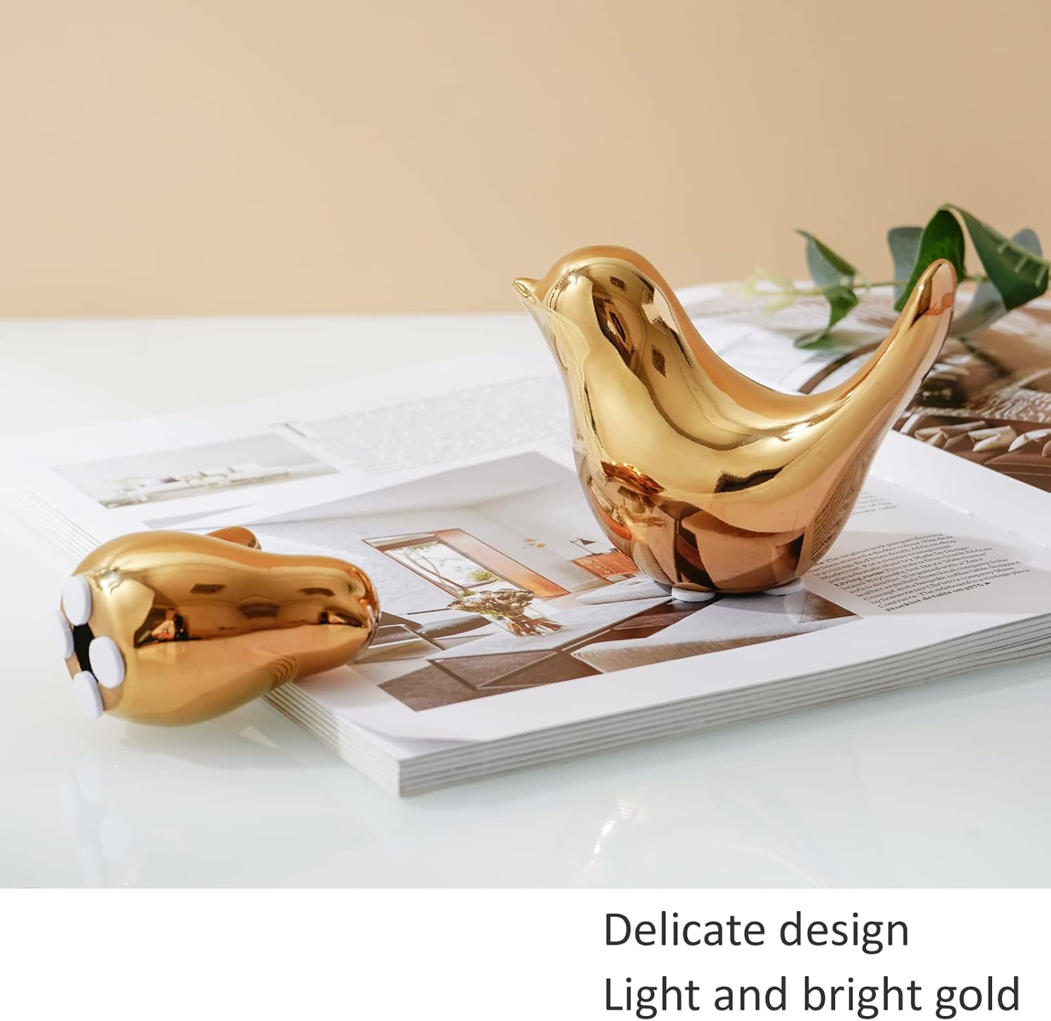Notakia Golden Birds Statues Modern Home Decor 2Pcs