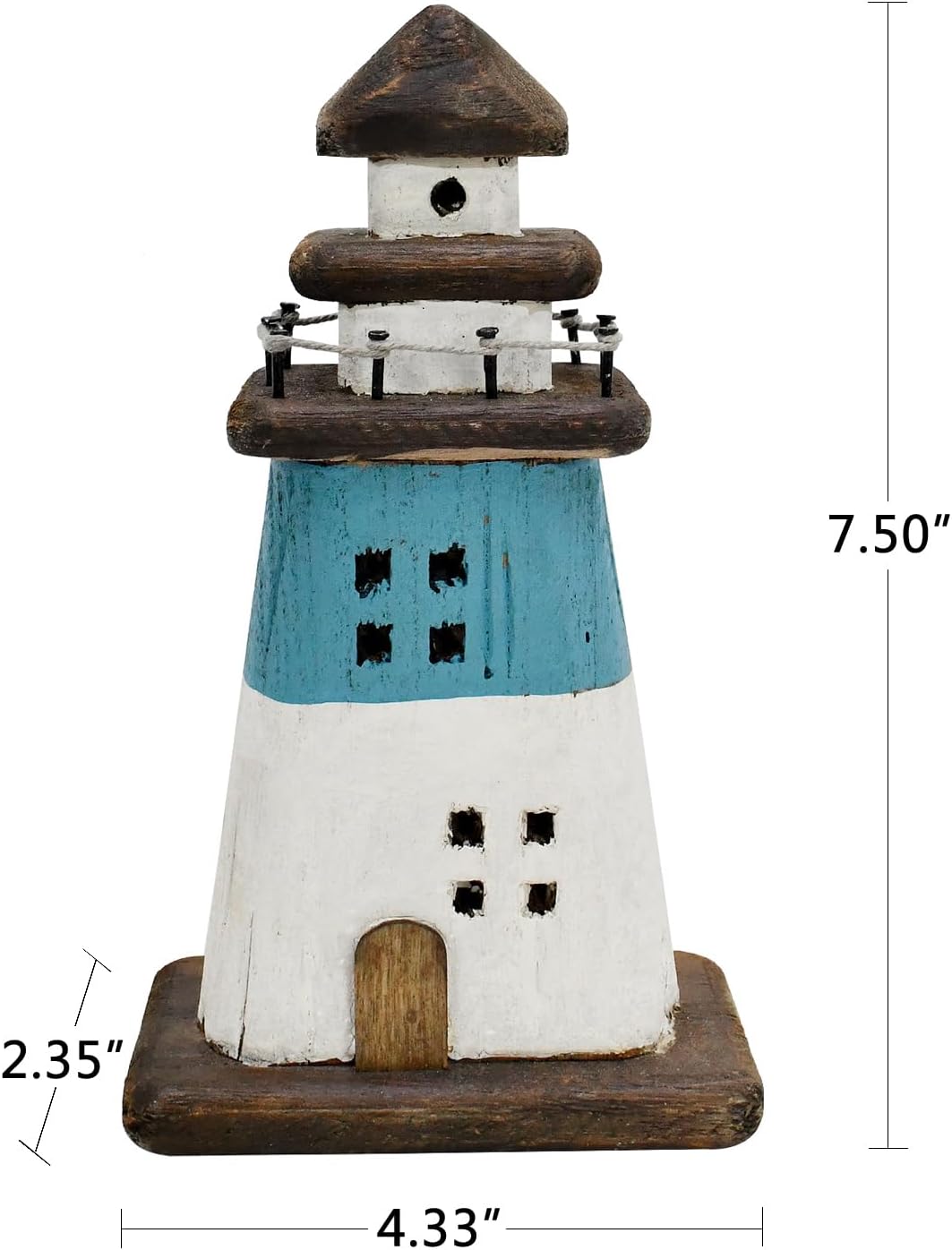 Wooden Lighthouse Decor Blue Nautical Centerpiece 1