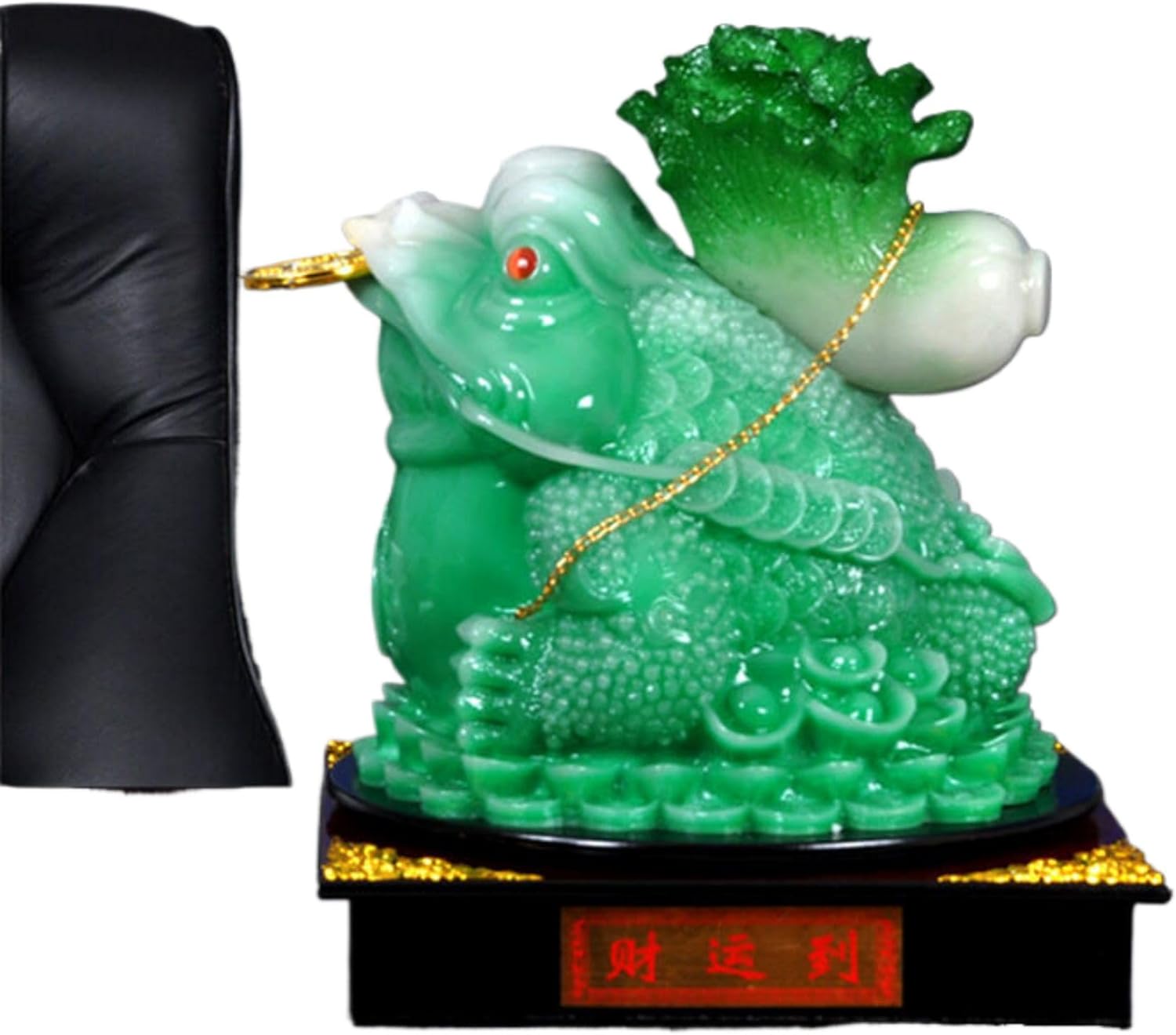 Large Feng Shui Golden Toad and Jade Envy Chinese Sculpture