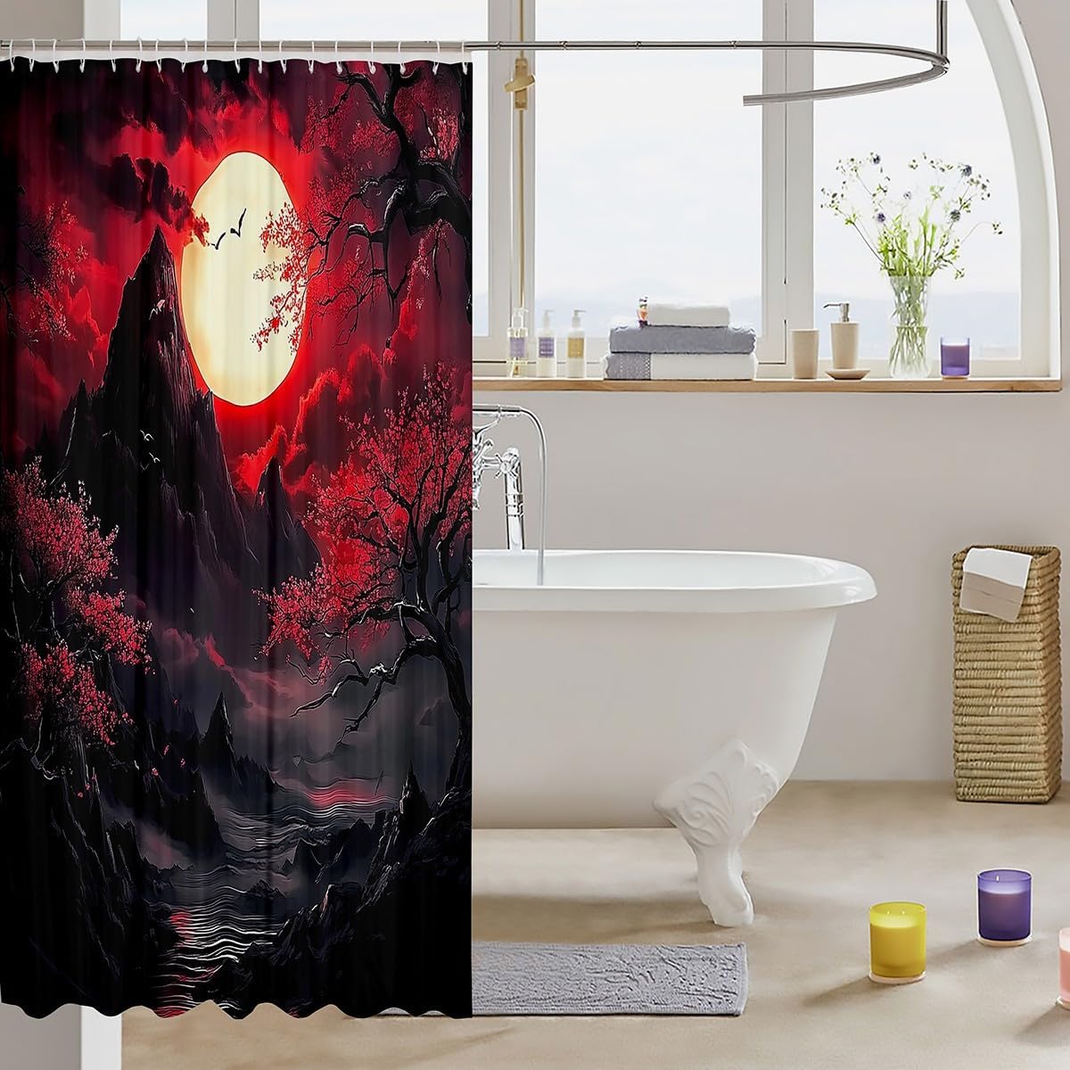 Jejeloiu Japanese Style Shower Curtain Set 1