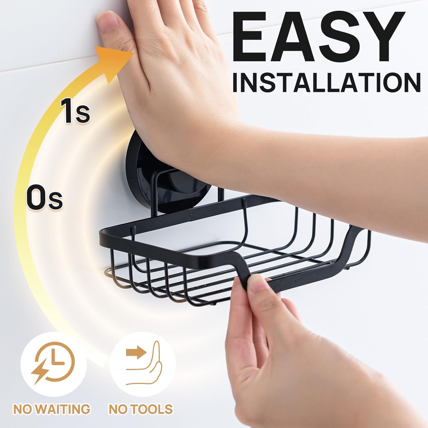 LEVERLOC Suction Soap Dish Black Waterproof No Drilling