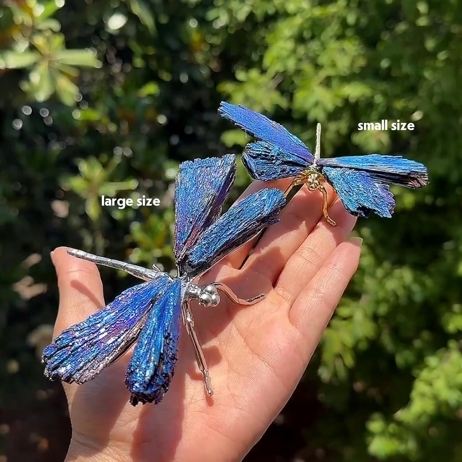 Dragonfly Statue Blue Tourmaline Electroplated Decor