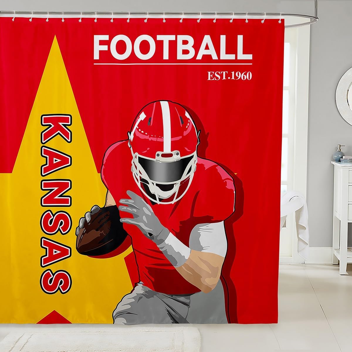 Feelyou Football Bath Curtain Set 72x72