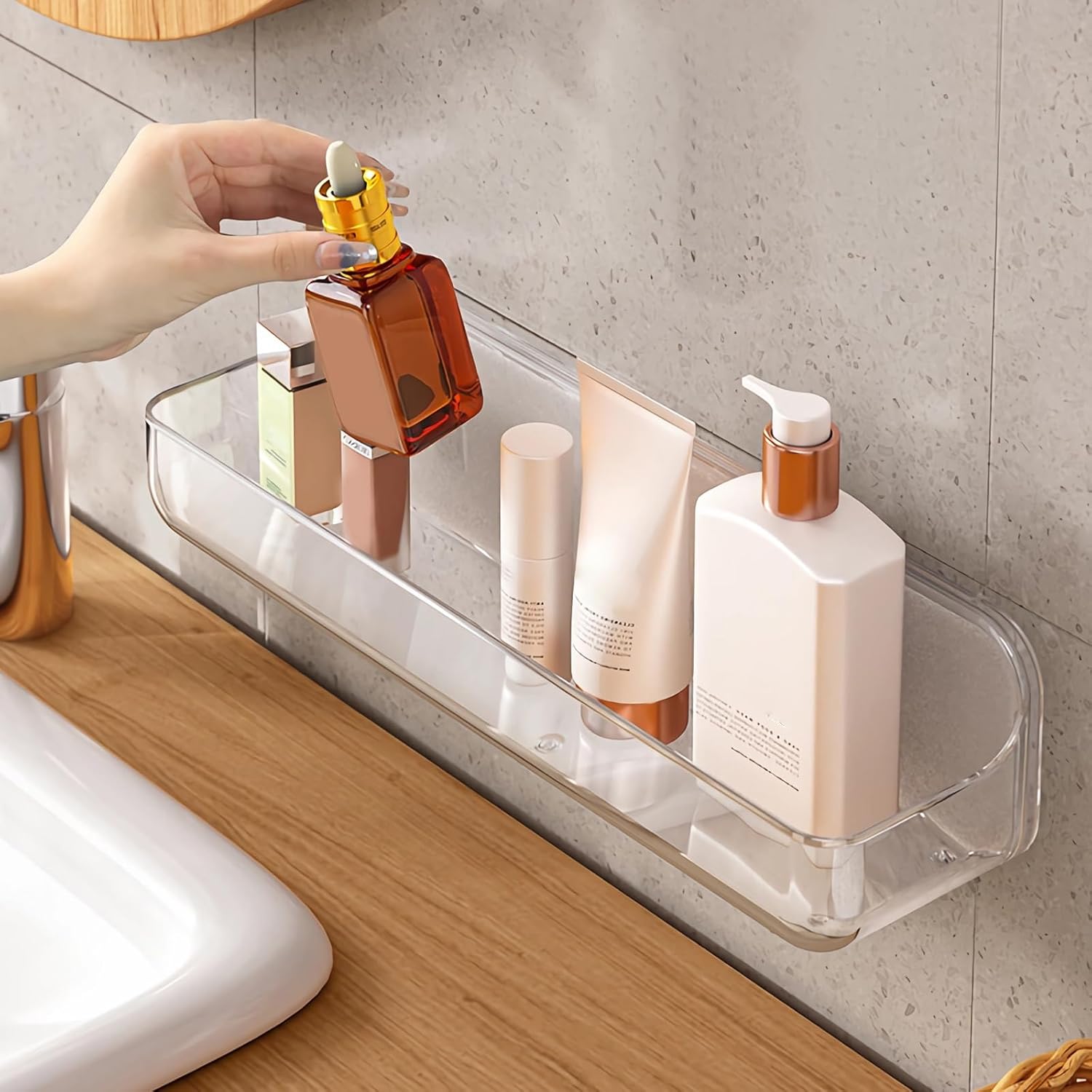 Diesisa Acrylic Shower Caddy with Self-Adhesive Tape