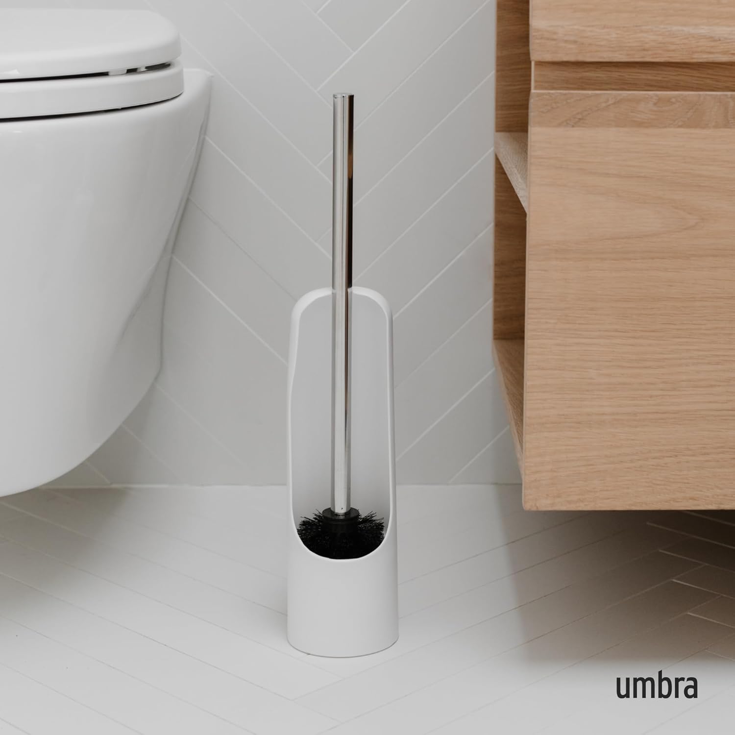 Umbra Touch Toilet Brush with Hideaway Holder - Durable Sleek