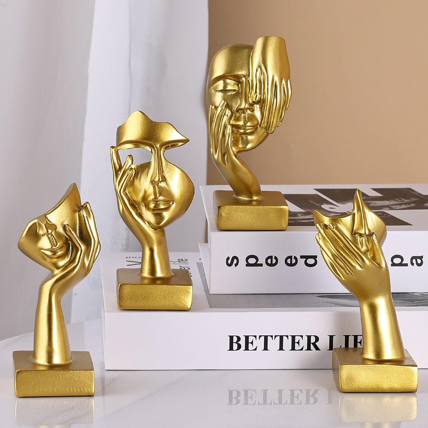 GAOSHENG Mini Abstract Thinker Figurine Set of 4
