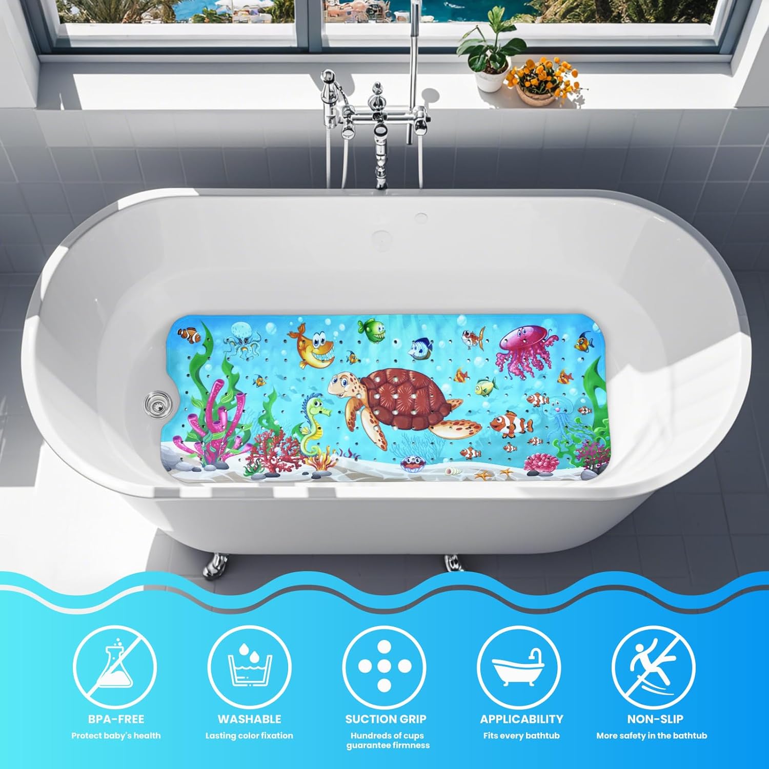 Linoows Baby Bath Mat with Sea Turtle Design