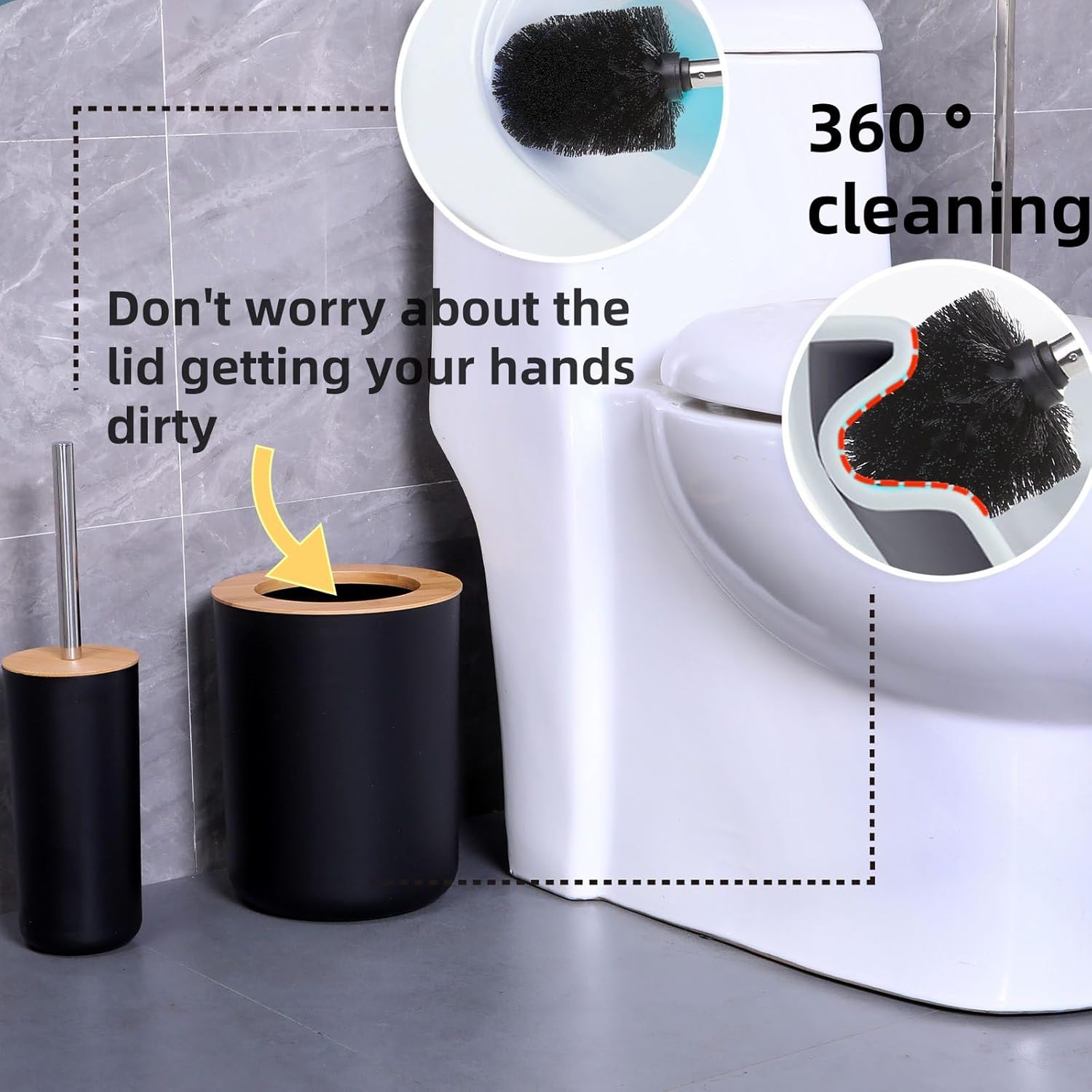 Matte Black 9PCS Bathroom Accessories Set with Trash Can and Toothbrush Holder