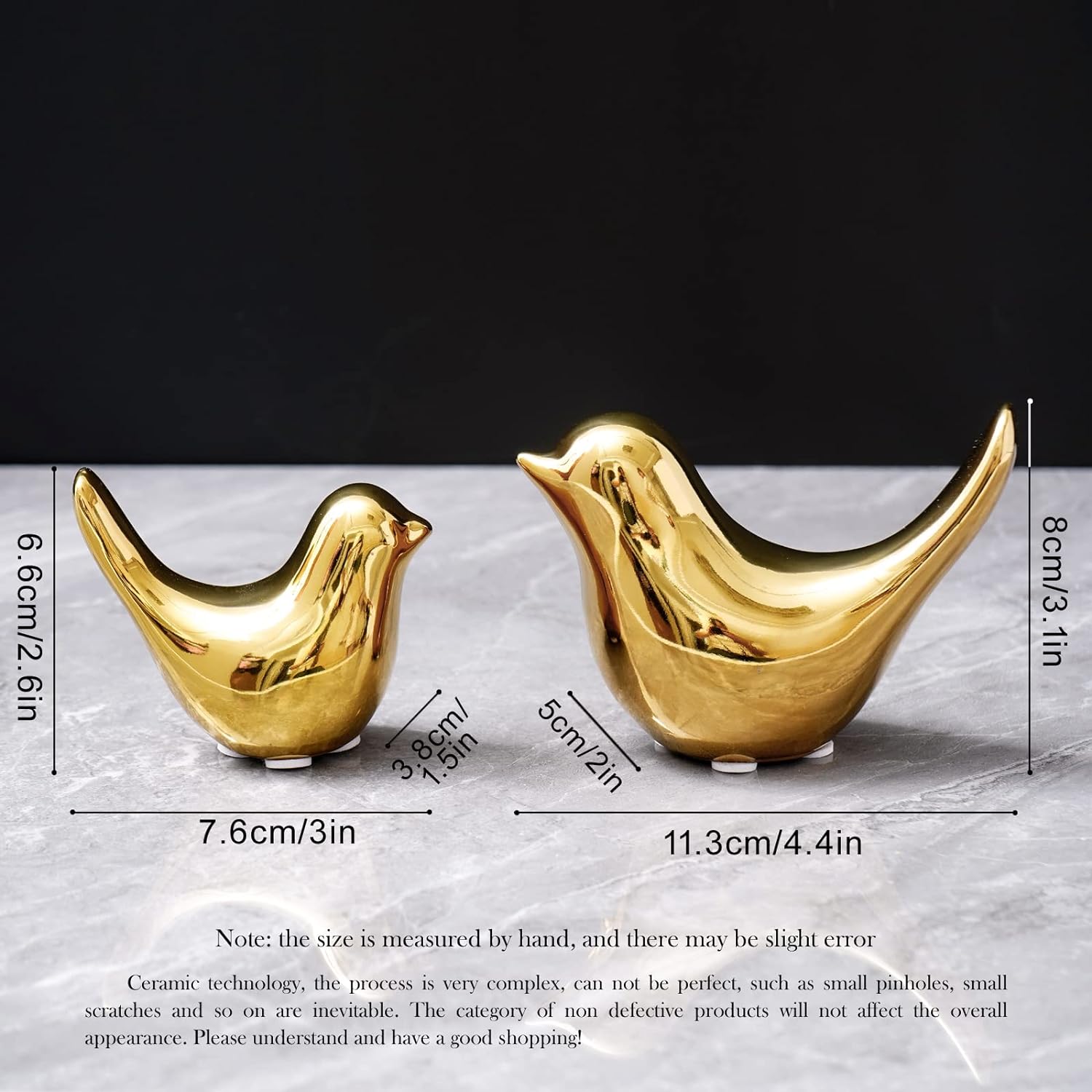 Notakia Golden Birds Statues Modern Home Decor 2Pcs