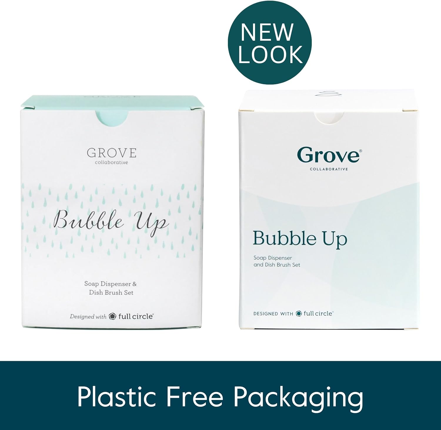 Grove Co Bubble-Up Dish Soap Dispenser with 2 Brush Set