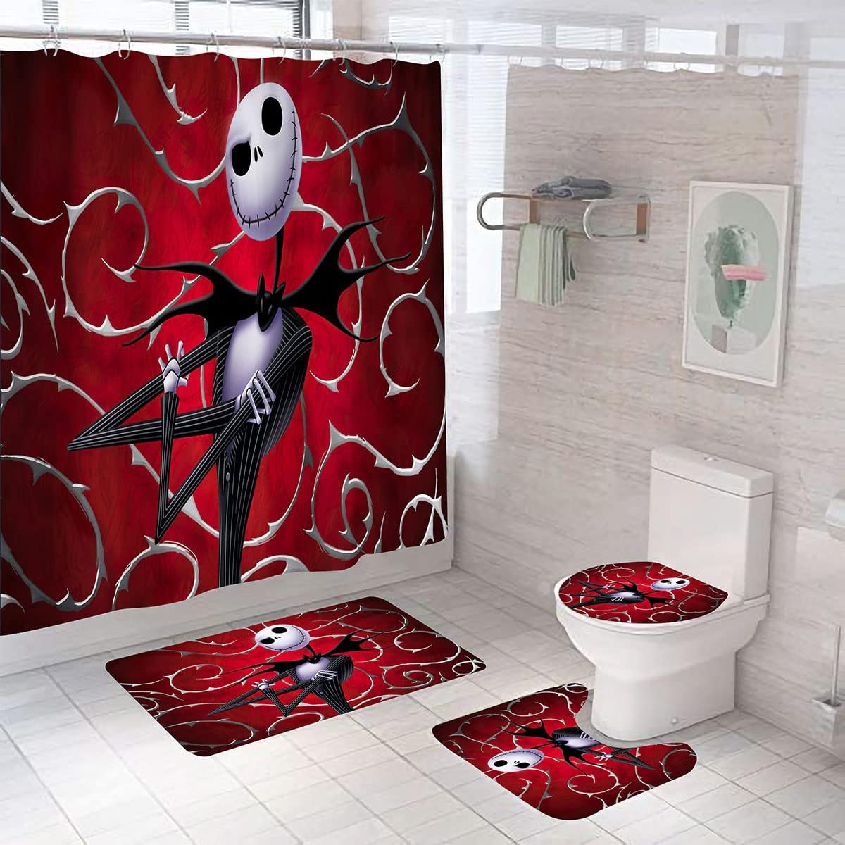 DDS-DUDES Christmas Shower Curtain Set with 12 Hooks