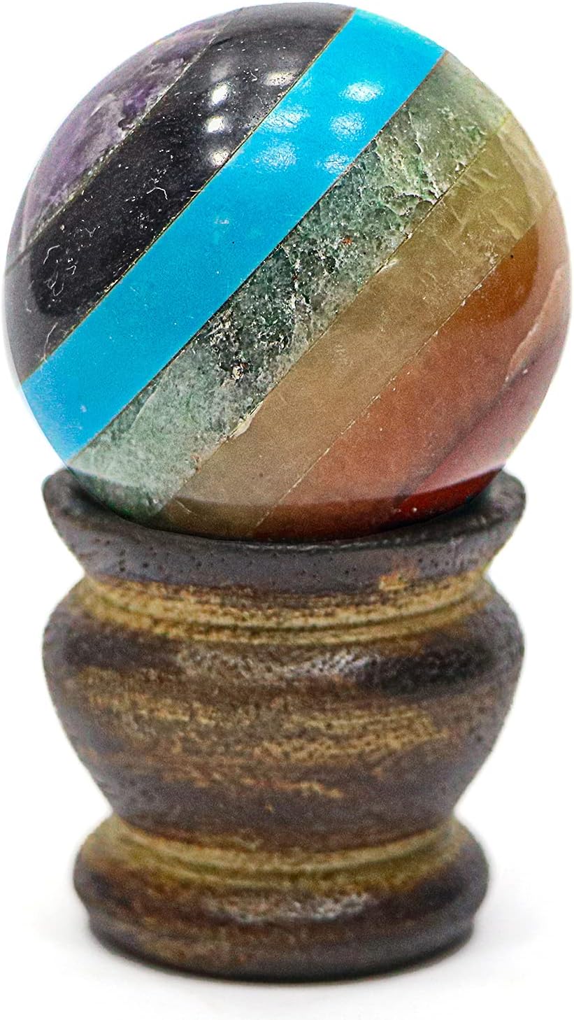 Quartz Crystal Healing Ball With Seven Gemstones for Home Decoration