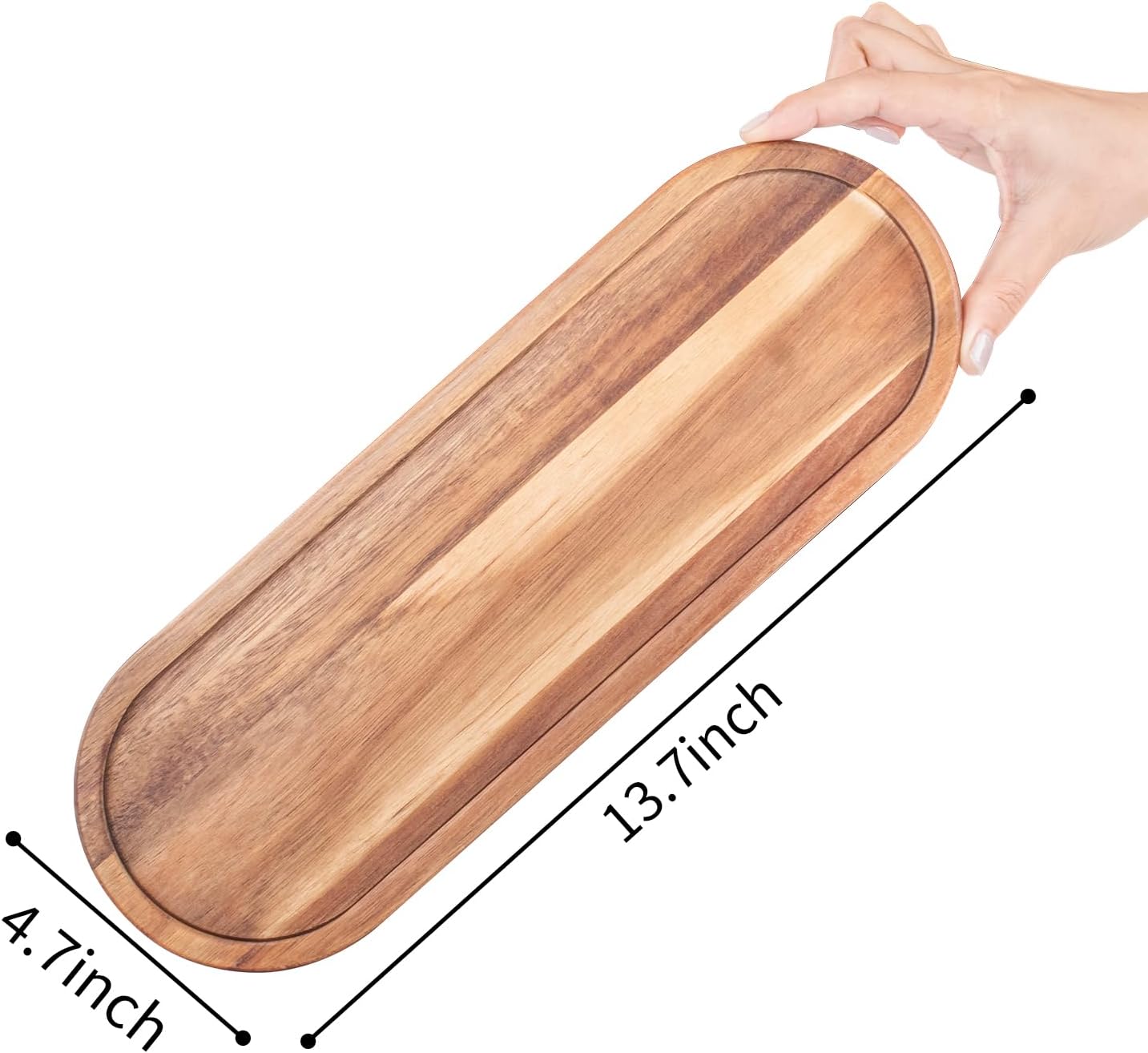 GinSent Wooden Vanity Bathroom Tray with Raised Edges