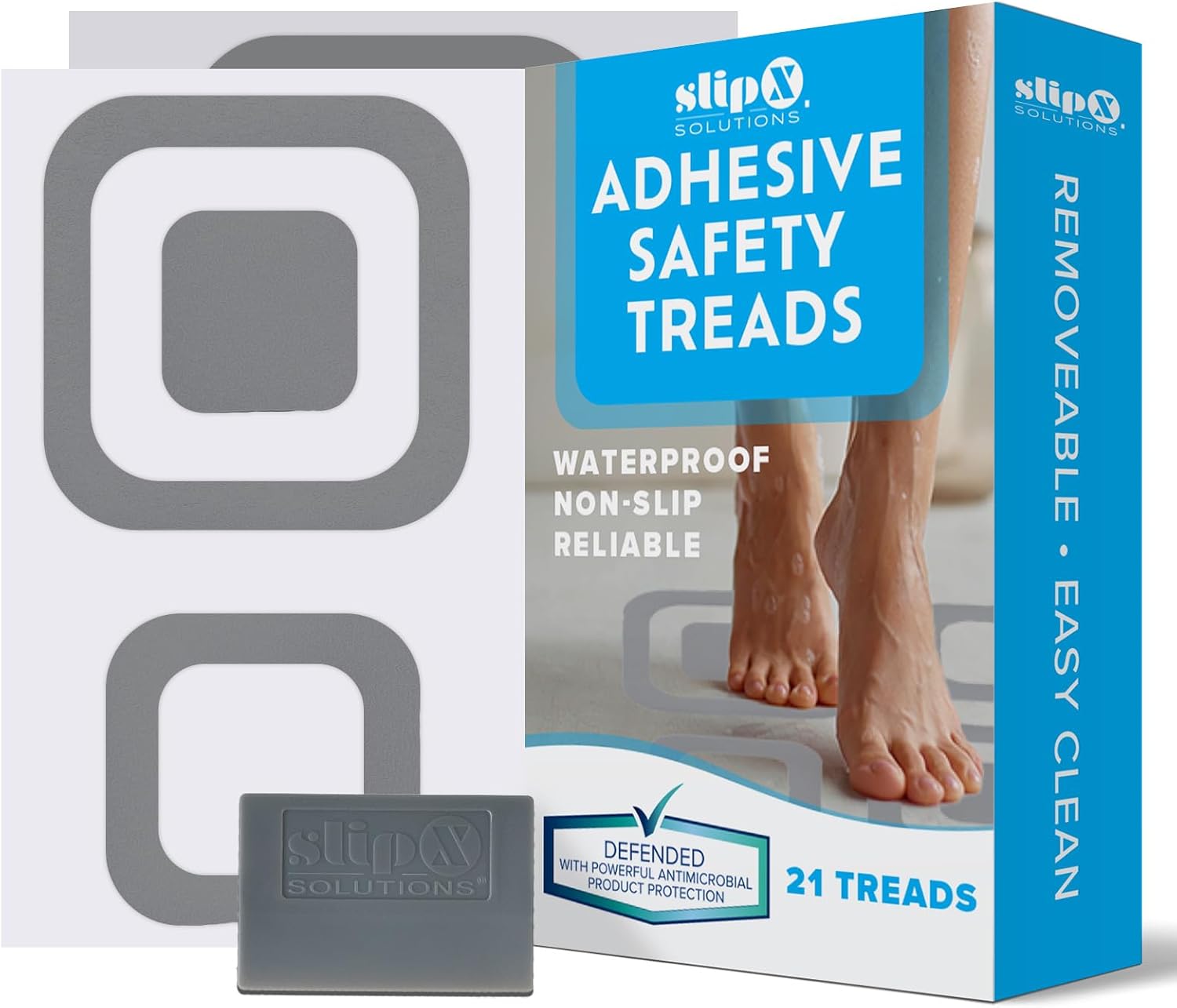 SlipX Solutions Microban Anti-Slip Treads 21 Count Gray